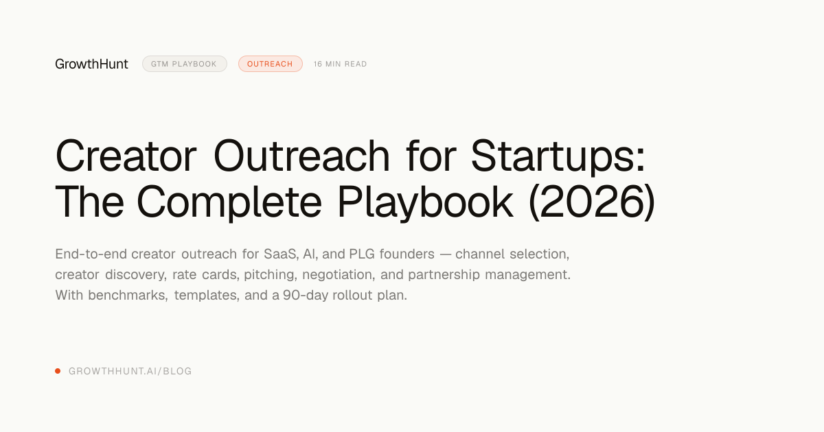 Creator Outreach for Startups: The Complete Playbook (2026) — GrowthHunt